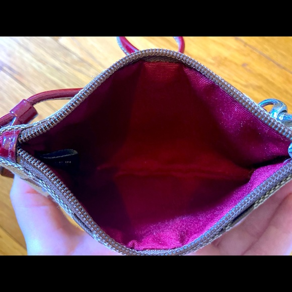 Coach Wristlet Clutch Purse Maroon or Cranberry and Tan - Picture 4 of 4